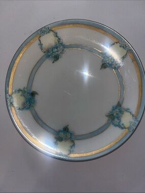 VTG hand painted Jane O’Connell Blue and Gold Floral fruit Plate 1922 107